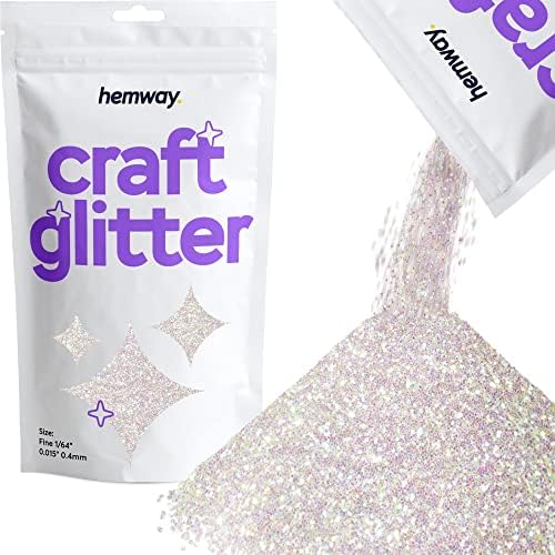 Hemway Craft Glitter 100g / 3.5oz Glitter Flakes for Arts Crafts Tumblers Resin Epoxy Scrapbook Glass Schools Paper Halloween Decorations - Fine (1/64" 0.015" 0.4mm) - Mother of Pearl Iridescent