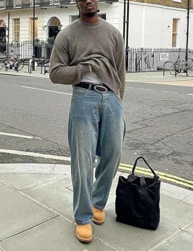 Kinghua Mens Baggy Jeans Casual Loose Fit Wide Leg Hip Hop Skater Y2k Denim Pants4