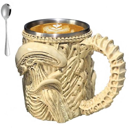 QGHZA 14 OZ Alien Xenomorph Mug with Spoon, Alien Mug Gift for Fans
