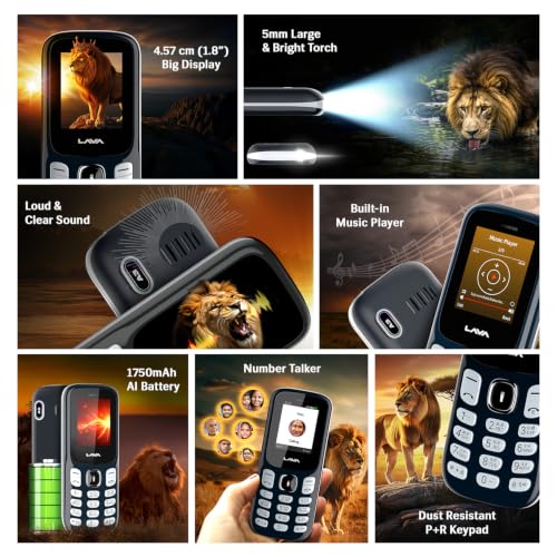 Image of Lava A3 King 2026 Dual Sim Keypad Mobile Phone | 1750mAh Big Battery | 1.8 inch Large Display | 7 Languages Read & Write Support | Vibration Alert (Blue)