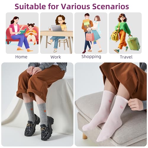 Image of inhees Women's Cotton Crew Socks - 6Pairs Above Ankle Fun Cute Heart Bootie Dress Socks - Gifts for Mother /Her