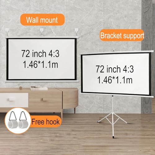 Pantalla de proyector 4:3 con soporte y trípode 72" miniatura 2