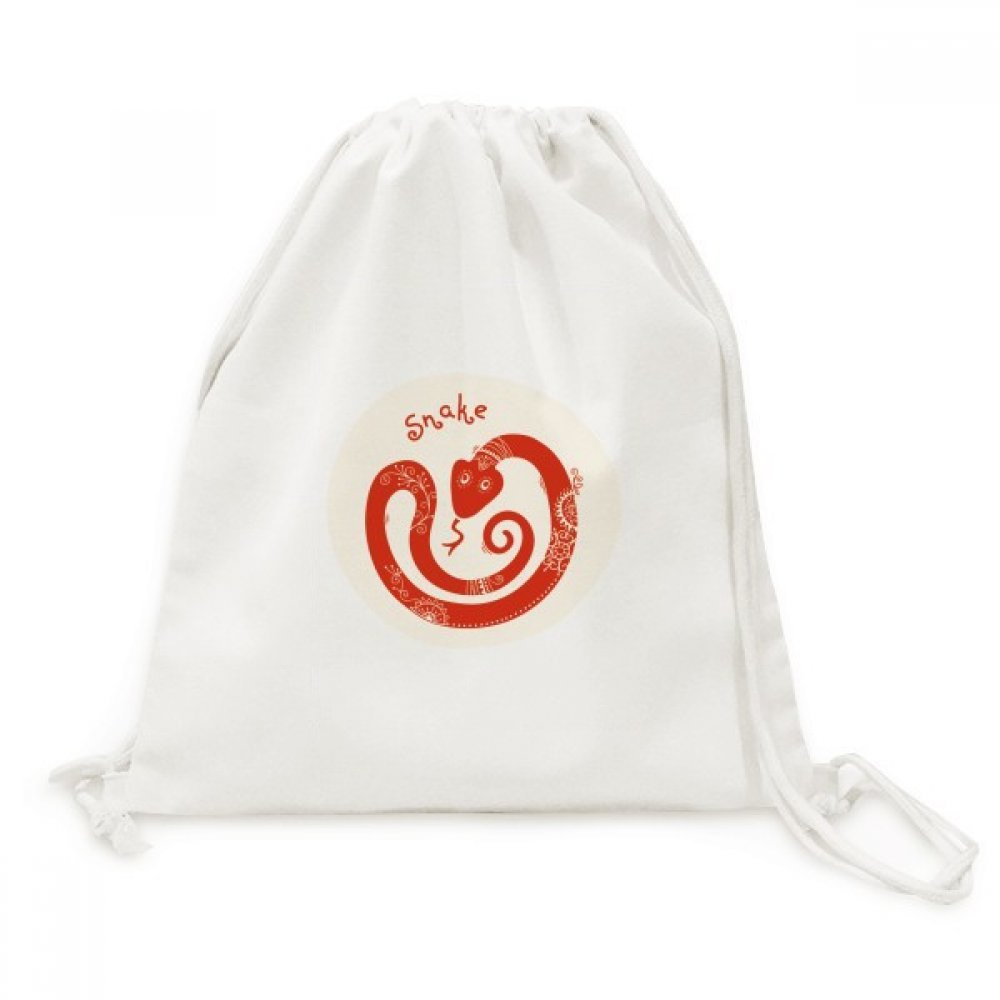 guchchiYear Of Snake Animal China Zodiac Red Backpack Canvas Drawstring Reusable Mesh Shopping Bag