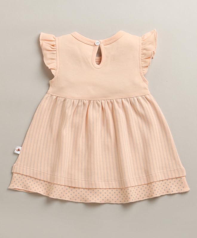 Image of BUMZEE Girls Regular Fit Cap Sleeves Round Neck Cotton Frock with Panty