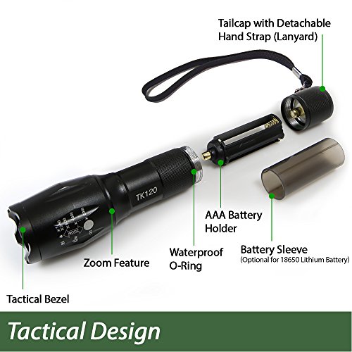 Ecogear Fx Led Tactical Flashlight - Tk120 Handheld Light With 5 Light Modes, Water Resistant, Zoomable - Great For Camping, Outdoor, Emergency, Everyday Flashlights And Affordable Gifts For Men (1) #TOP2