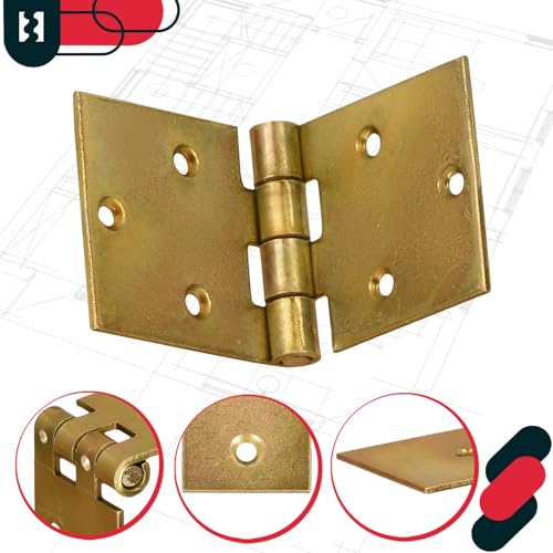 KOTARBAU® Kistenband 10 St. Scharnier Gerollte Tischband Möbelscharnier Verzinkt Gelb Torband Möbelband Türscharnier 2 Flügel Top-Qualität 100 x 50 mm