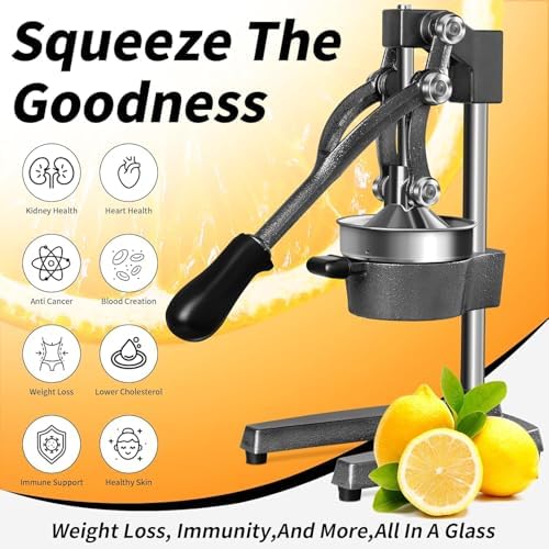 Commercial Citrus Juicer, Heavy Duty Manual Fruit Squeezer, Easy Clean Removable Design, Professional Orange & Lemon Juice Press for Kitchen and Bar Use