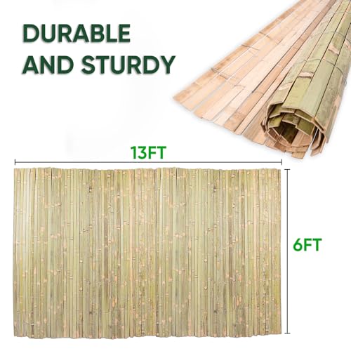 Jollybower 6ft x 13ft Natural bamboo Slat Fence, Outdoor Split Bamboo Fencing, Decorative Privacy Screen for Garden Backyard Balcony（Pack of 1） by Jollybower - Image 8