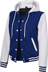 Royal Blue & White Hooded Varsity Jacket Womens