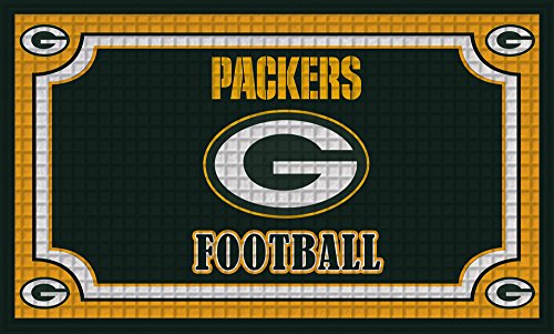 Team Sports America NFL Green Bay Packers Embossed Outdoor-Safe Mat - 30  W x 18  H Durable Non Slip Floormat for Football Fans