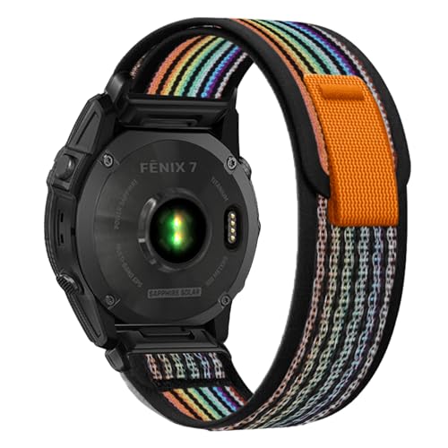 MiKoyi 22mm QuickFit Nylon Band for Garmin Fenix 9 47mm - Black & Rainbow