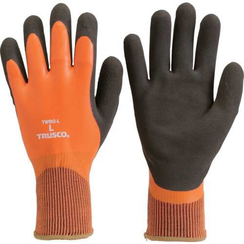 TRUSCO(トラスコ) 防寒天然ゴム手袋 オレンジ Lサイズ TWBG-L x 120 双【ケース販売】