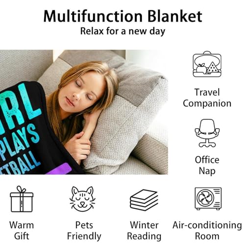 Basketball Throw Blanket for Women - 60x80 Inches Twin Size - Soft Fluffy Cozy Blankets Gift - Black Sports Blanket Throws for Bed, Sofa, Winter