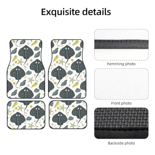 Alfombrillas para coche Raya de neopreno con diseño de vida marina juego de 4 unidades 3