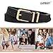 LEACOOLKEY 3 Pack Women's Leather Belts for Jeans Dress Pants Fashion Ladies Leather Belts with Gold Buckle