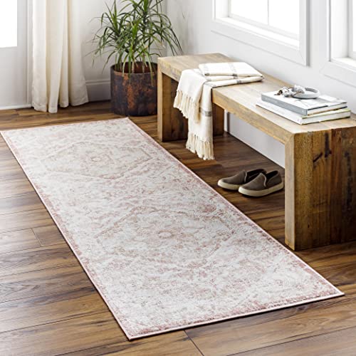 Mark&Day Area Rugs, 5X5 Baflo Traditional Blush Square Area Rug, Pink/White/Beige Carpet For Living Room, Bedroom Or Kitchen (5'3" Square) #TOP6