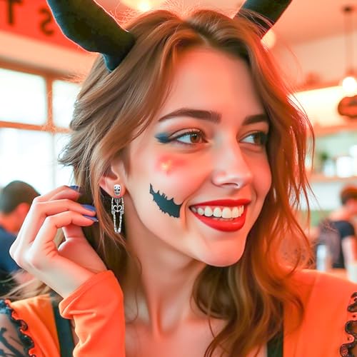 Halloween Earrings Skeleton Skull Dangle BOO Ghost Witch Tassel Terror Knife Earrings4