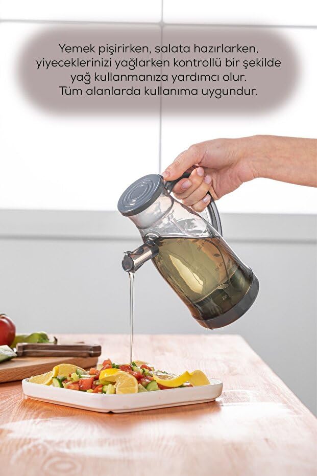 Yağlık Sirkelik Şeffaf Sosluk 700ml, BPA İçermez, Bulaşık Makinesine Uygun, Gıdayla Temas Uygun yağdanlık, Kapaklı Ağız, 22.5cm Yükseklik (1, ŞEFFAF)