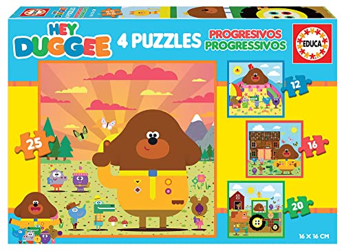 Educa - Puzzles progresivos Infantiles Hey Duggee con 12,16,20,25 | 4 Puzzles de con distinto...