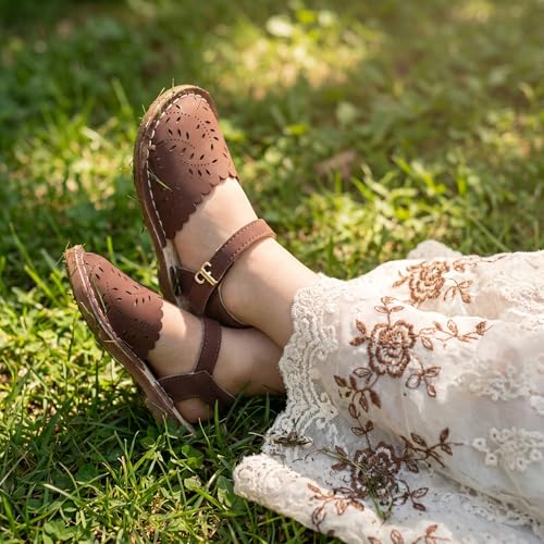 Image of THEE BRON Toddler Floral Cutout Closed Toe Sandals for Girls Breathable Summer Shoes