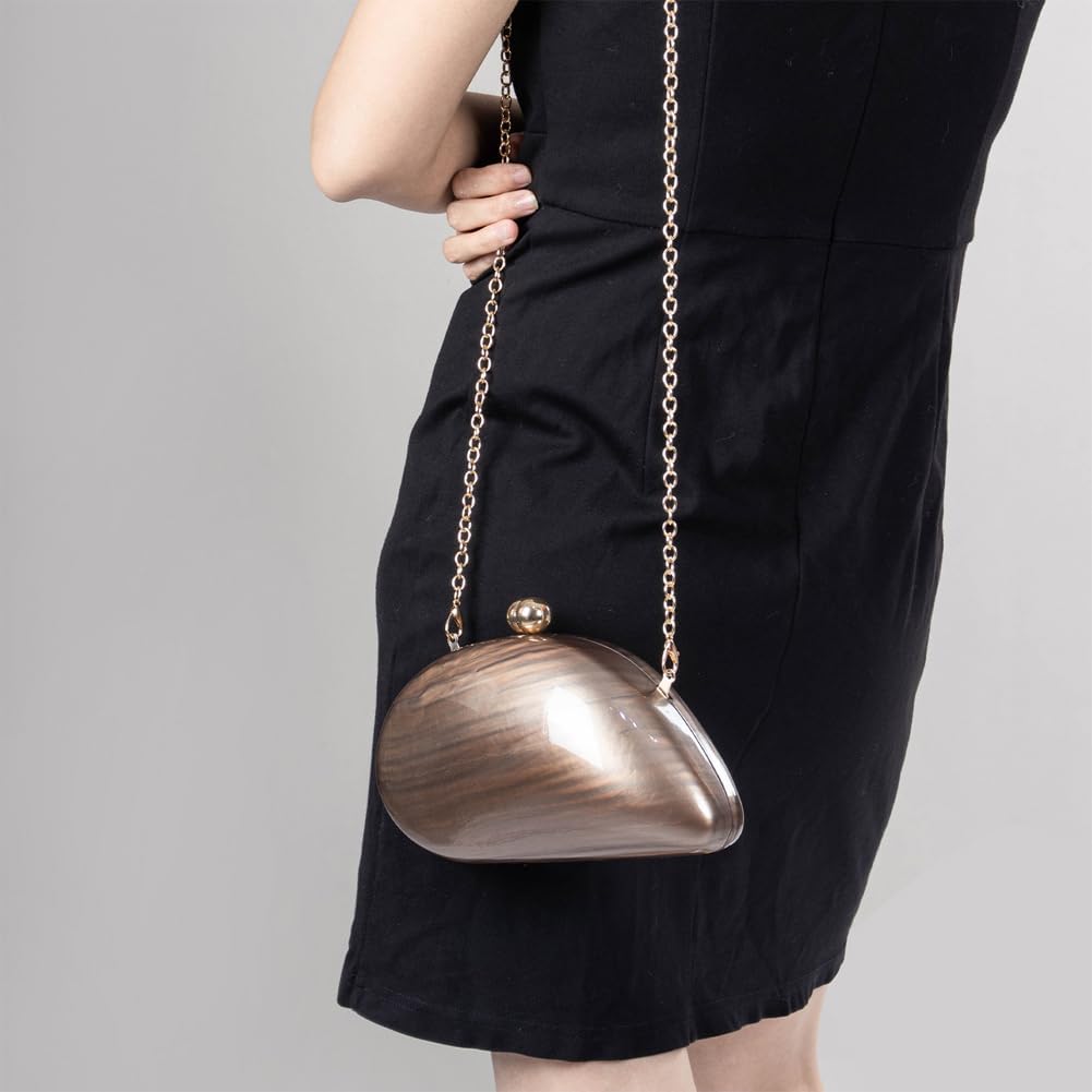 Acrylic Shell Shaped Bag Luxury Marble Clutch Evening Purses for Women Glitter Handbag for Wedding Cocktail Party Prom - Image 6