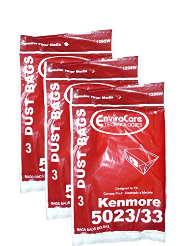 9 Kenmore Sears Allergy Vacuum Bag, Canister Vacuum Cleaners, 5023-5033 Bag Changed to