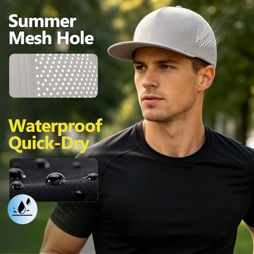 Image of M /L /XL /XXL Oversize Flat Bill Baseball Cap for Men Women Quick Dry Snapback Hats Summer Mesh 5 Panel Cap