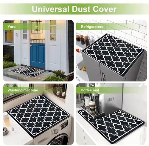 Image of Homecloud Non-Slip Washing Machine Mat - Durable Waterproof Protective Cover for Washer & Dryer, Dust-Resistant Mat Ideal for Laundry Room & Kitchen Appliances (Black)