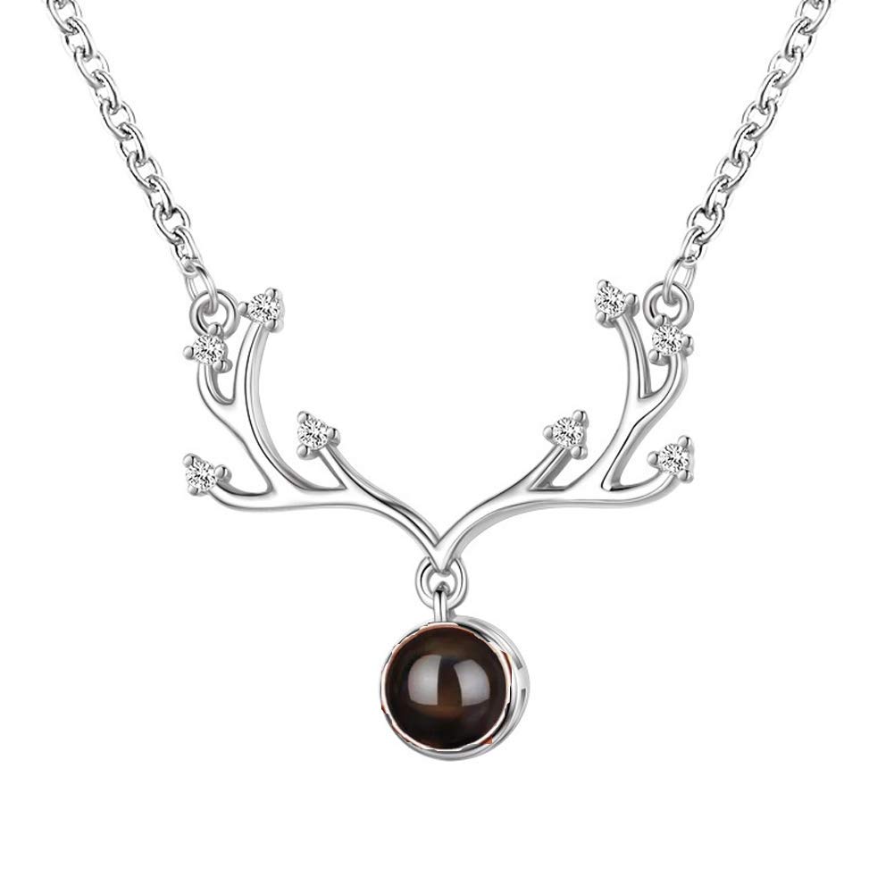 University Trendz I Love You 100 Languages Deer Horns Design Loving Memory Pendant Necklace for Girls and Women (Silver) (B082YX3GK5) Amazon Price History, Amazon Price Tracker