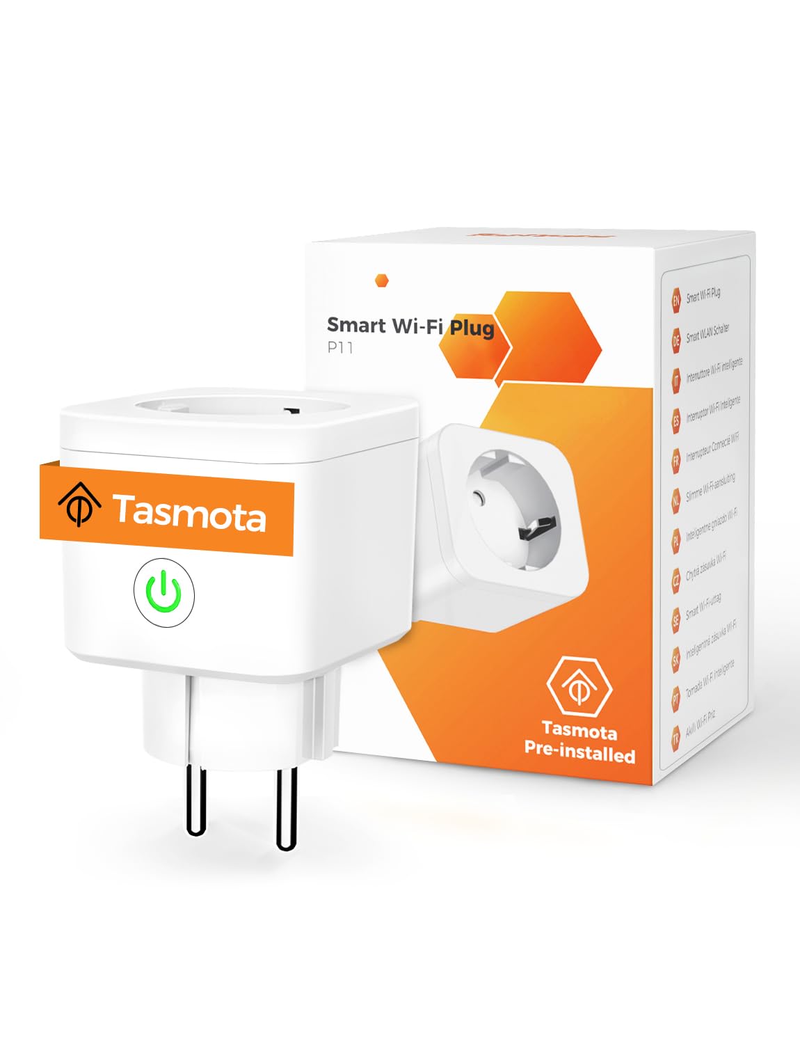 Refoss Tasmota Prise avec compteur électrique, prise Refoss Smart WiFi avec consommation électrique, ESP8266, compatible avec Home Assistant, ioBroker, Google, Alexa, MQTT, Domoticz, OpenHAB, 16A, 2.4GHz