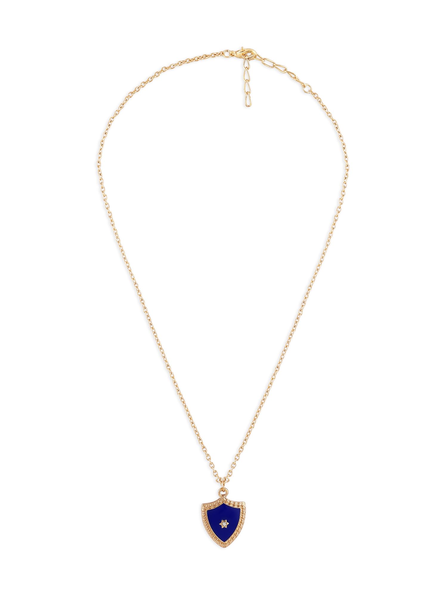 ZAVERI PEARLS Blue Enamel Contemporary Classy Pendant & Chain For Women-ZPFK17205 (B0CRRQ2YRJ) Amazon Price History, Amazon Price Tracker
