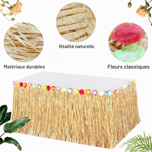 JJZGPP 2 Pcs Hawaïenne Table Jupe, 275×75 CM Décoration de Fête Hawaïenne – vue 3