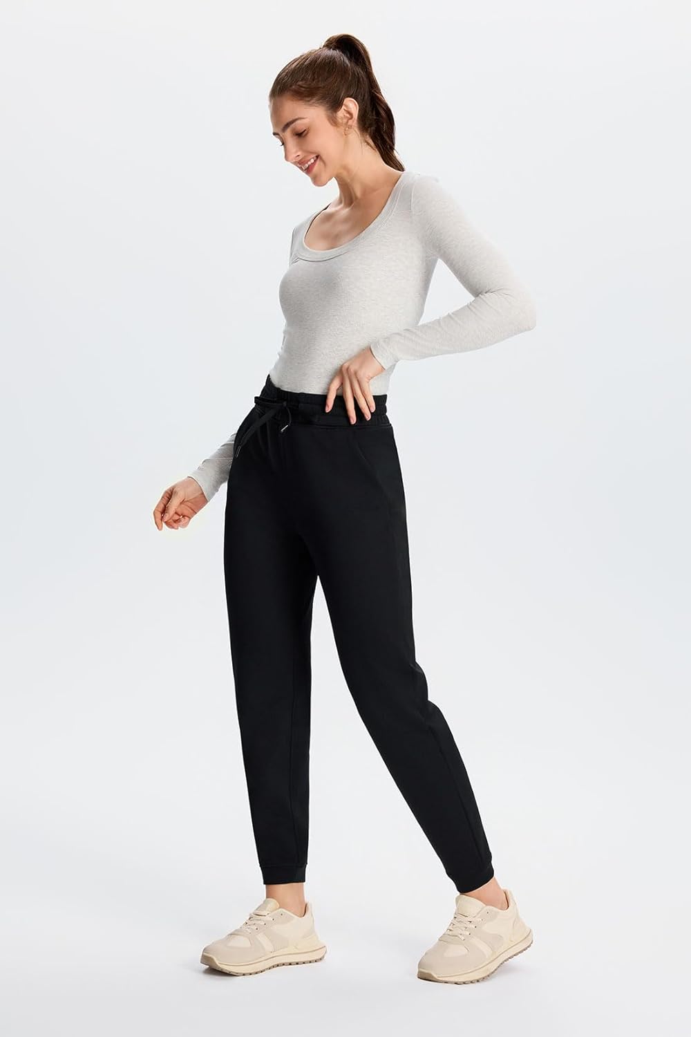 Yogipace Women's CozyWarmth Petite/Regular/Tall High Rise Thick Fleece Lined Joggers Thermal Winter Sweatpants with Pockets - Image 6