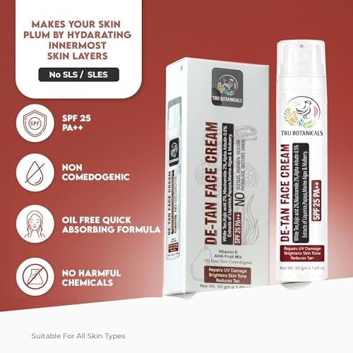 Image of Combo De-Tan Face Cream SPF 25 PA++ & Activated Charcoal Face Scrub | Tan Removal, Skin Brightening & Exfoliating Skincare for Women & Men | Pack of 2