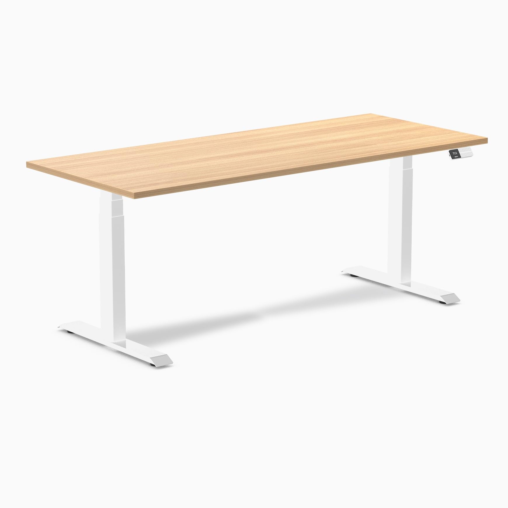 Desky Dual Laminate Sit Stand Desk Sublime Teak 70.9" White