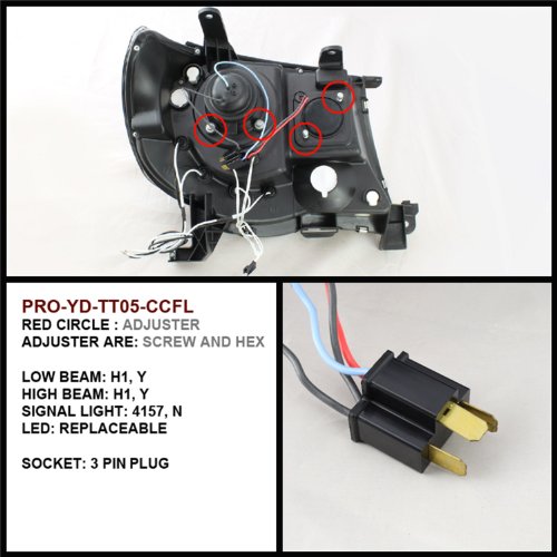 Spyder 5030283 Toyota Tacoma 05-11 Projector Headlights - Ccfl Halo - Led ( Replaceable Leds ) - Black - High H1 (Included) - Low H1 (Included) #TOP1