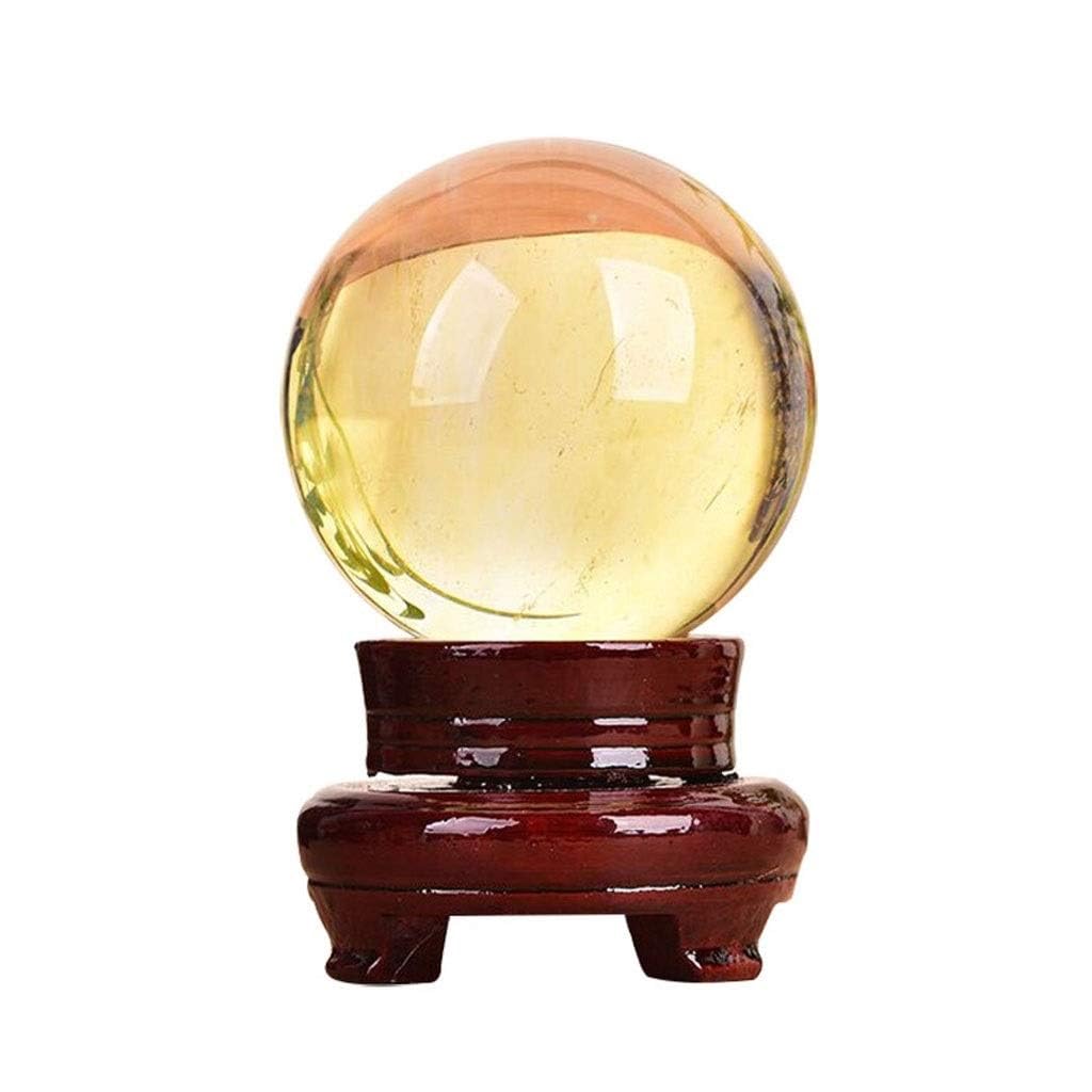 DPURPIWADY Crystal Ball 10cm Citrine Calcite Quartz Sphere Gemstone Wooden Stand Fortune Telling AAAA (Size : 7cm)
