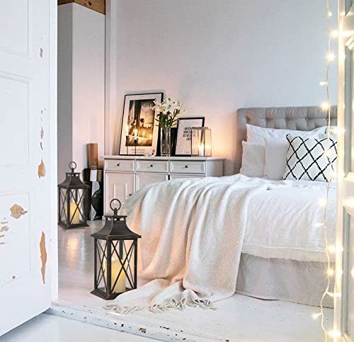 Yakii 14" Decorative Candle Lantern Led Flameless Candle Timer, Plastic Led Candle & Holder, Indoor & Outdoor Hanging Lights,Christmas Day Decoration (Antique Copper Brushed) #TOP7