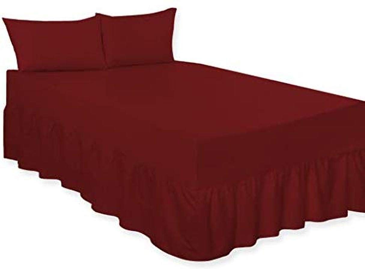 Percale Extra Deep Fitted Valance Sheet (Single, Wine)