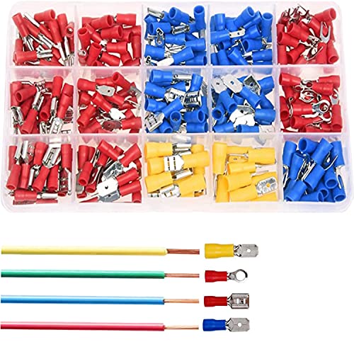 LUOWAN Capicorda Elettrici Connettori Elettrici Assortiti, 280 PCS Capicorda a Crimpare, 15 Tipi Capocorda Elettrico Terminale Connettori Isolati Capicorda Isolati con Crimpro a Spada e Forcella - Image 8