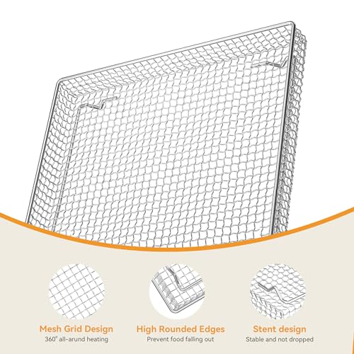 Image of Air Fryer Basket Tray Replacement for Cuisinart TOA-060 /065 /70 2Pack | 12.4 inch x11 inch Stainless Steel Baking Sheet Pan with Wire Rack, Dishwasher Safe (2 PCS)