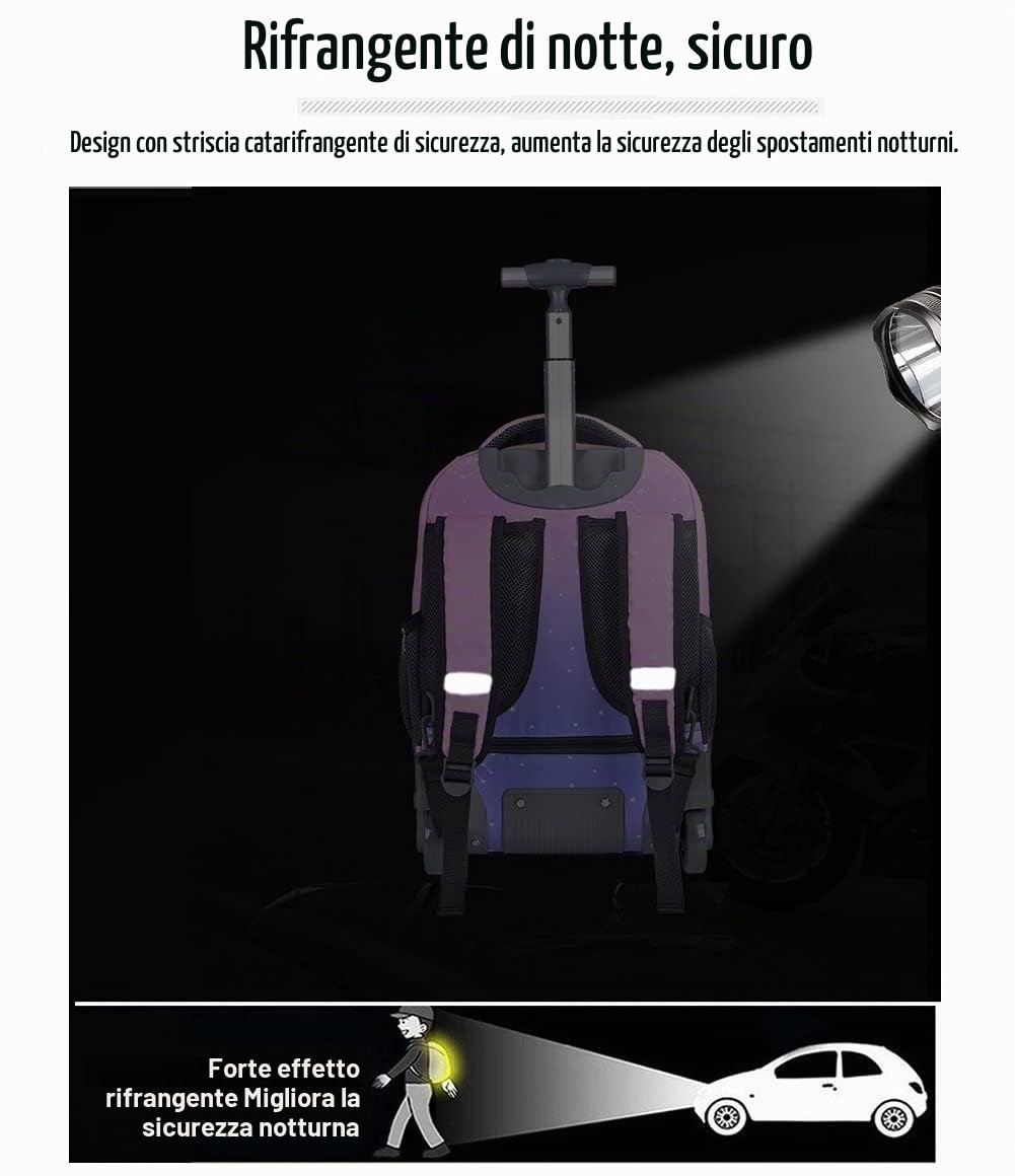 Zaino Trolley Ragazze Ragazzi, Zaino con Ruote Scuola Elementare Borsa Trolley Ideale per Bambini Studenti della Scuole Medie e Superiori