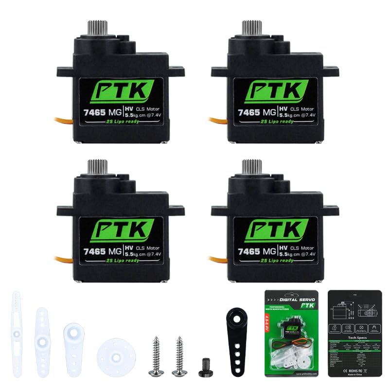 PTK 7465 MG 9g Miniature Digital Servo with 5kg Torque. for Robots. Fixed Wing. 180 Degree (4pcs)
