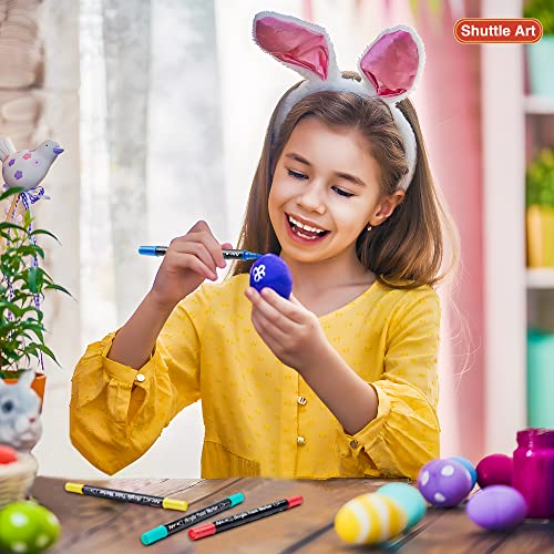 Image of Shuttle Art 36 Colors Dual Tip Acrylic Paint Markers, Brush and Fine Tip for Rock Painting, Ceramic, Wood, Canvas, Plastic, Glass, Stone, Calligraphy, Card Making, DIY Crafts