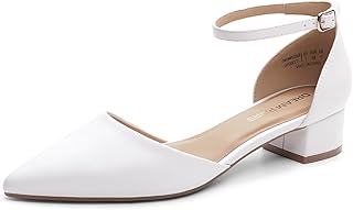 Women's Dress Shoes Low Heel Pumps Closed Toe Comfort Casual D'Orsay Flats Ankle Strap - Buy now