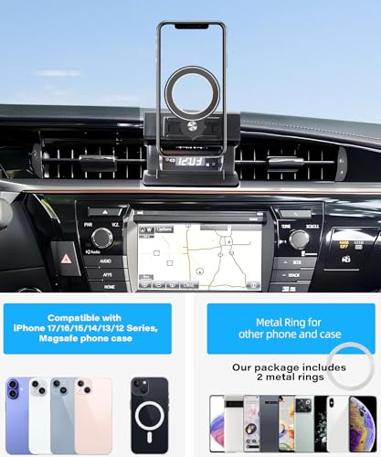 Image of Car Phone Holder for Toyota Corolla 2014 2015 2016 2017 2018 Accessories | Compatible with MagSafe Strong Magnetic Clip Cell Phone Mount, Hands-Free 360 Rotatable Adjustable, Not Block Air Vents
