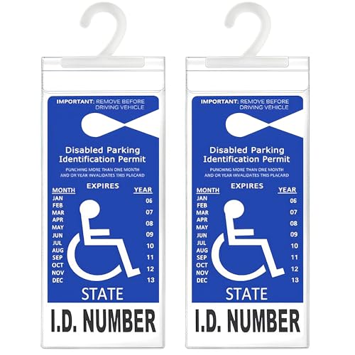 LotFancy Handicap Placard Holder, Ultra Transparent Disabled Parking Permit Protector Sleeve, 2Pcs Handicapped Placard Cover for Auto, with Large Hook