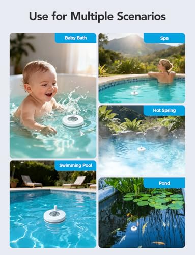goveelife smart pool bath thermometer wireless app easy read wifi digital pool thermometer floating with ipx7 waterproof notification alert water temperature monitor for swimming pond hot tub