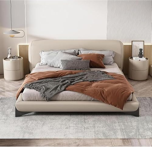 Modern Round Nightstand with 2 Drawers - Minimalist Bedside Table in Dark Gray, Leather Accents, Solid Wood Construction, Perfect for Bedroom or Living Room (17.7"x17.7"x19.7")