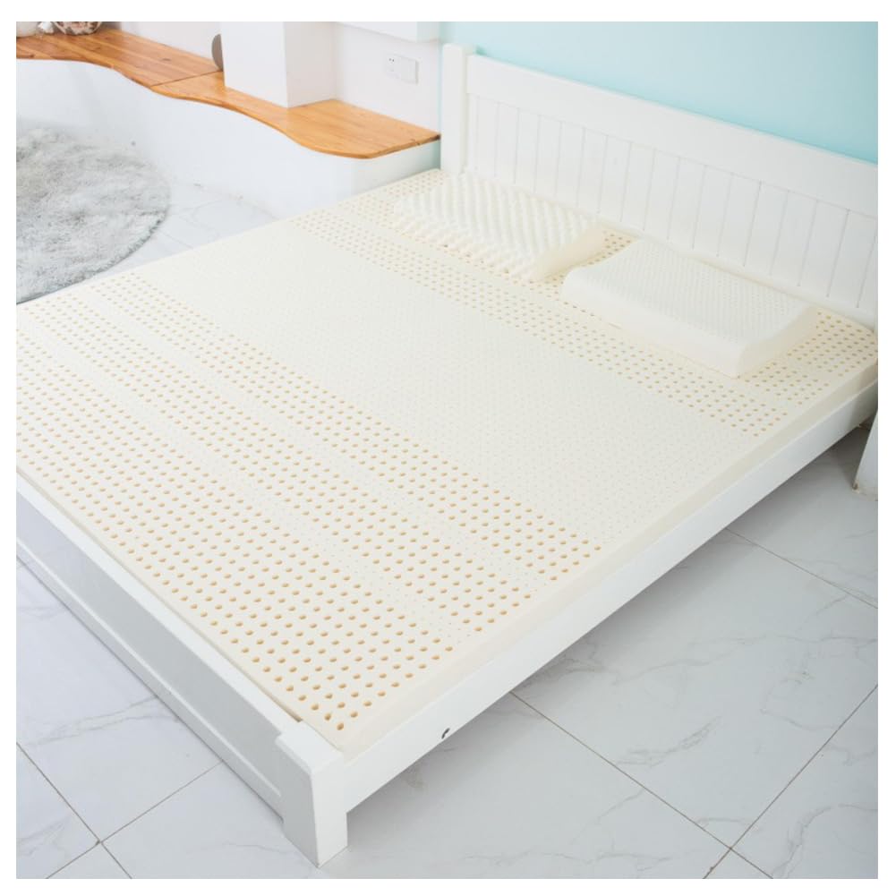 Cubrecolchón de látex natural de 1 pulgada de grosor, transpirable, diseño de panal suave y resistente al berro, 80 x 190 cm